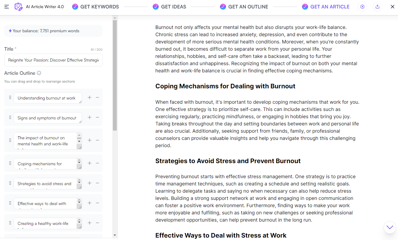 Writesonic can create outlines and articles