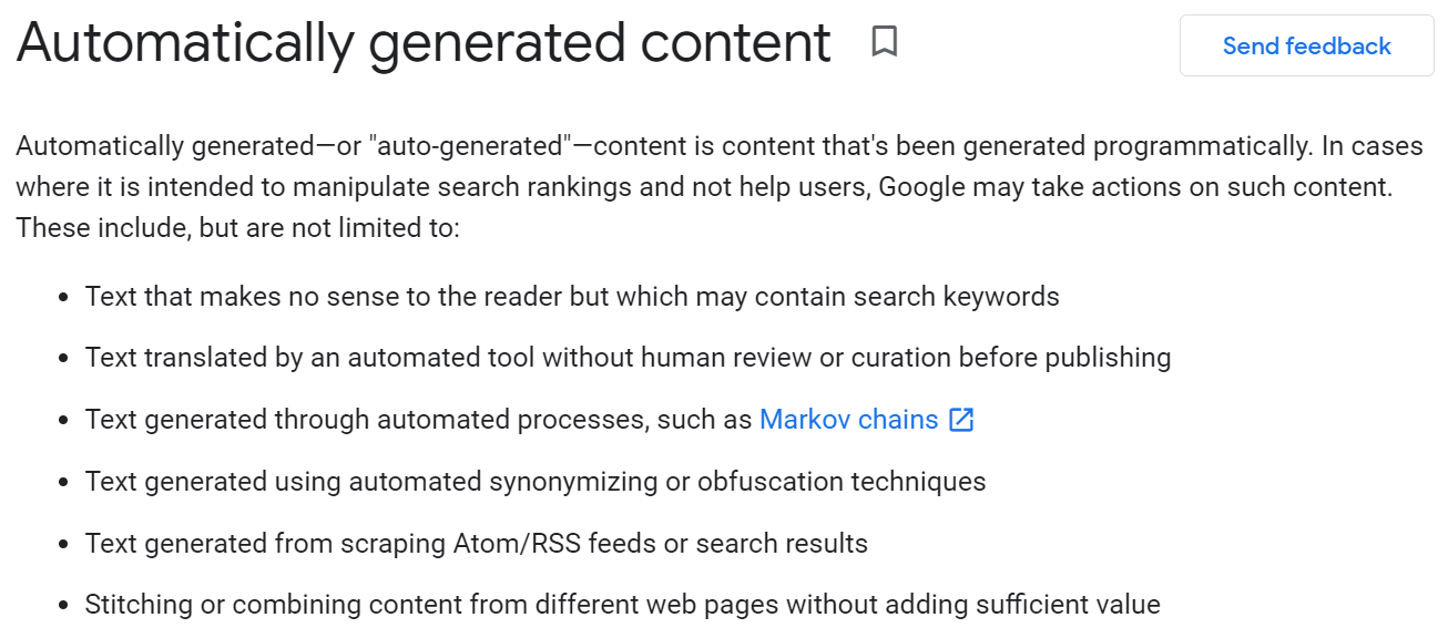 Google AI content policies 2021