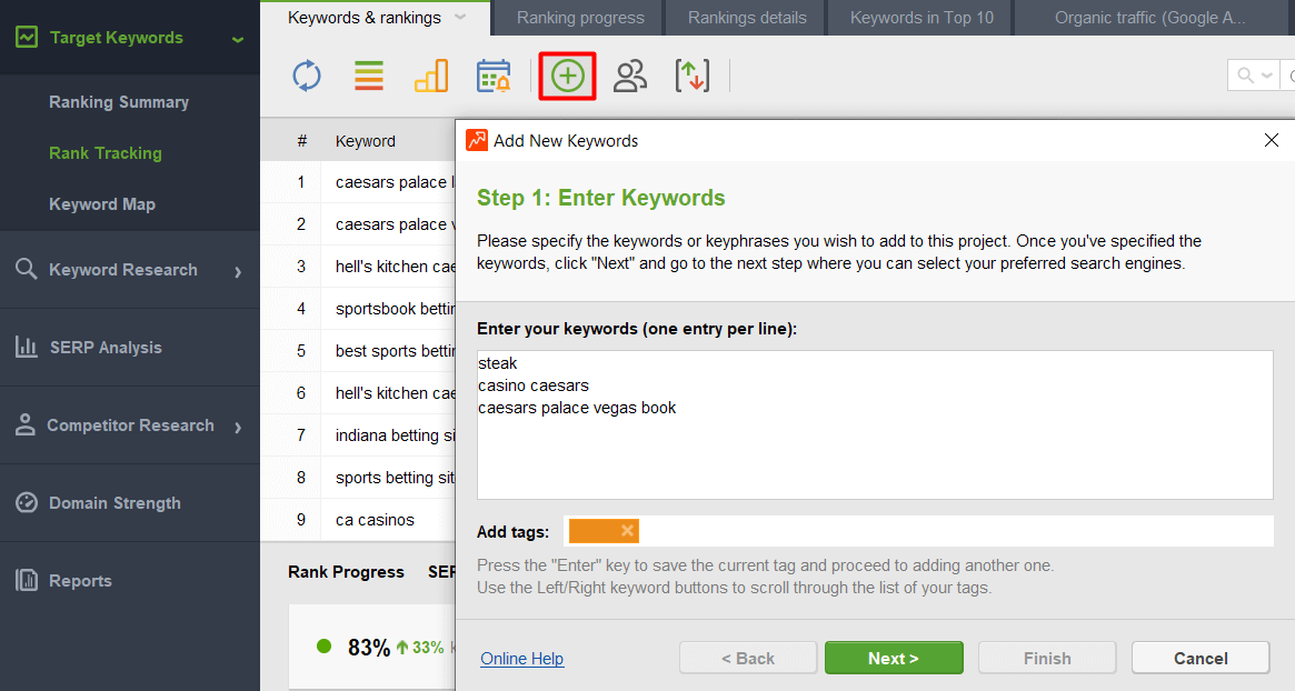 adding keywords manually