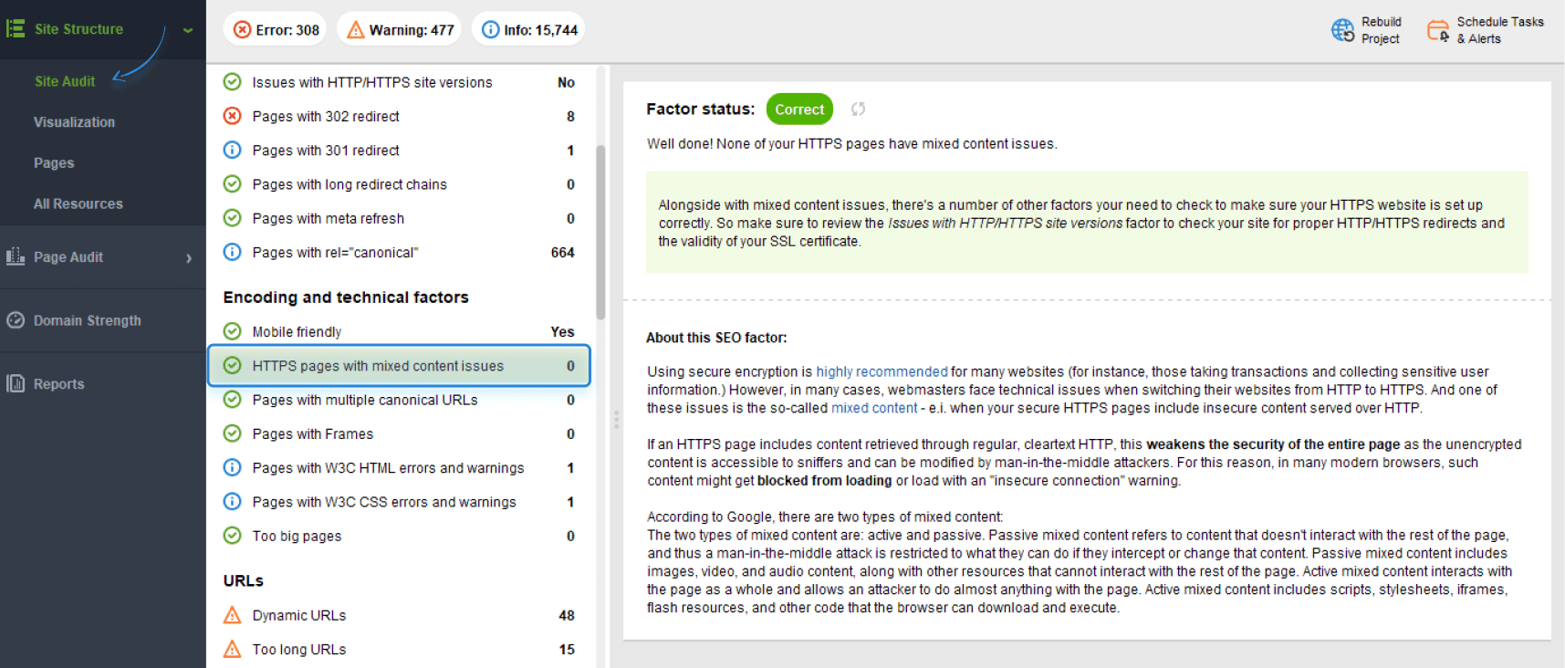 finding mixed content issues 