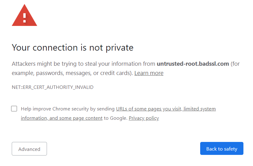 your connection is not secure message