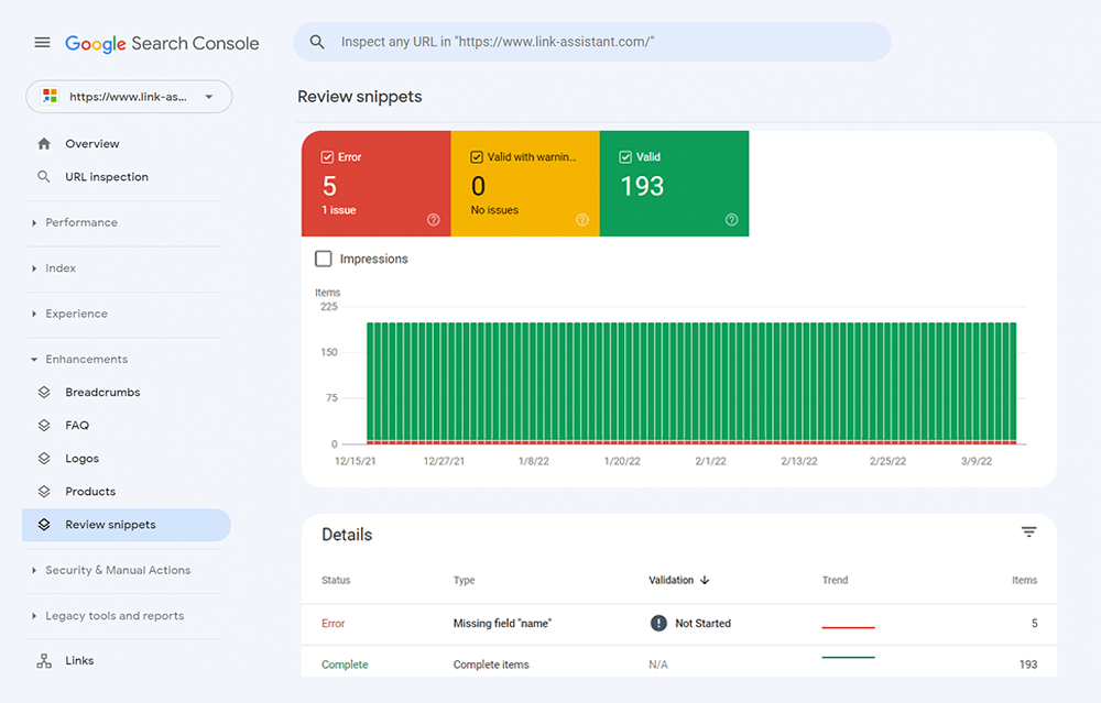 Comprobación de resultados enriquecidos en Search Console