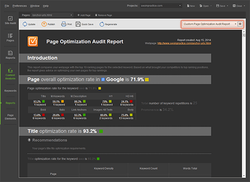 Quick customization of ready-made reports